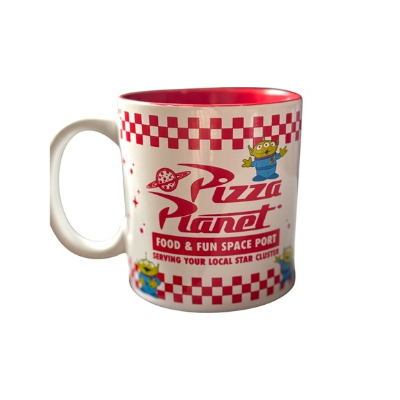 Disney Pixar Other - Disney Pixar Toy Story Pizza Planet 20oz Ceramic Mug Silver Buffalo Aliens Red
